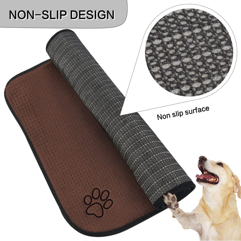 Sinland Microfiber Large Pet Food Mat Dog Feeding Mat Pet Bowl Mat with Anti-Skid Backing 21 Inch x 32 Inch Brown - Image 3